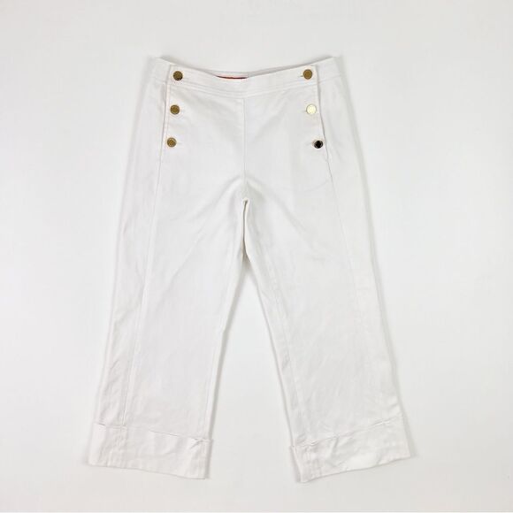 Tory Burch Cuffed Cropped Sailor Pants Sz 8 - Picture 2 of 10